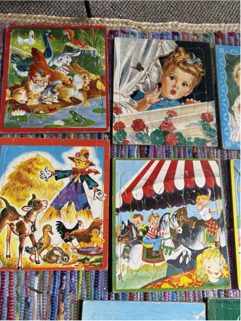 Vintage Cardboard Jigsaw Puzzles Lot (10) 1940-1950 Various Condition.